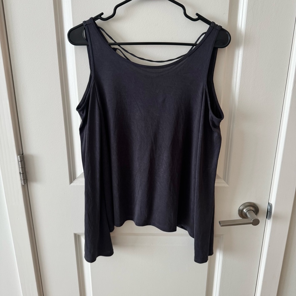 Dark Blue Off the Shoulder Top with Criss Crossed Back from Hollister